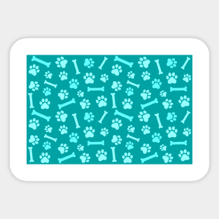 Pet - Cat or Dog Paw Footprint and Bone Pattern in Blue Tones Sticker